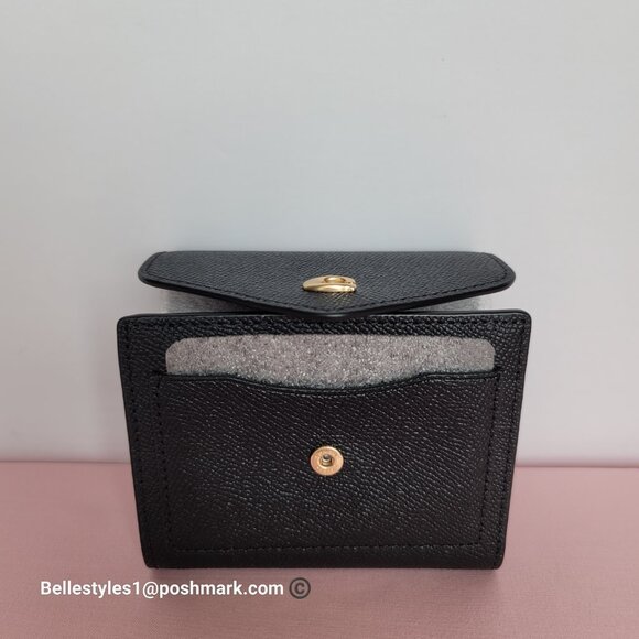 COACH Wyn Crossgrain Leather Small Leather Wallet- Black color 🎈89. ⭐ - Picture 10 of 16